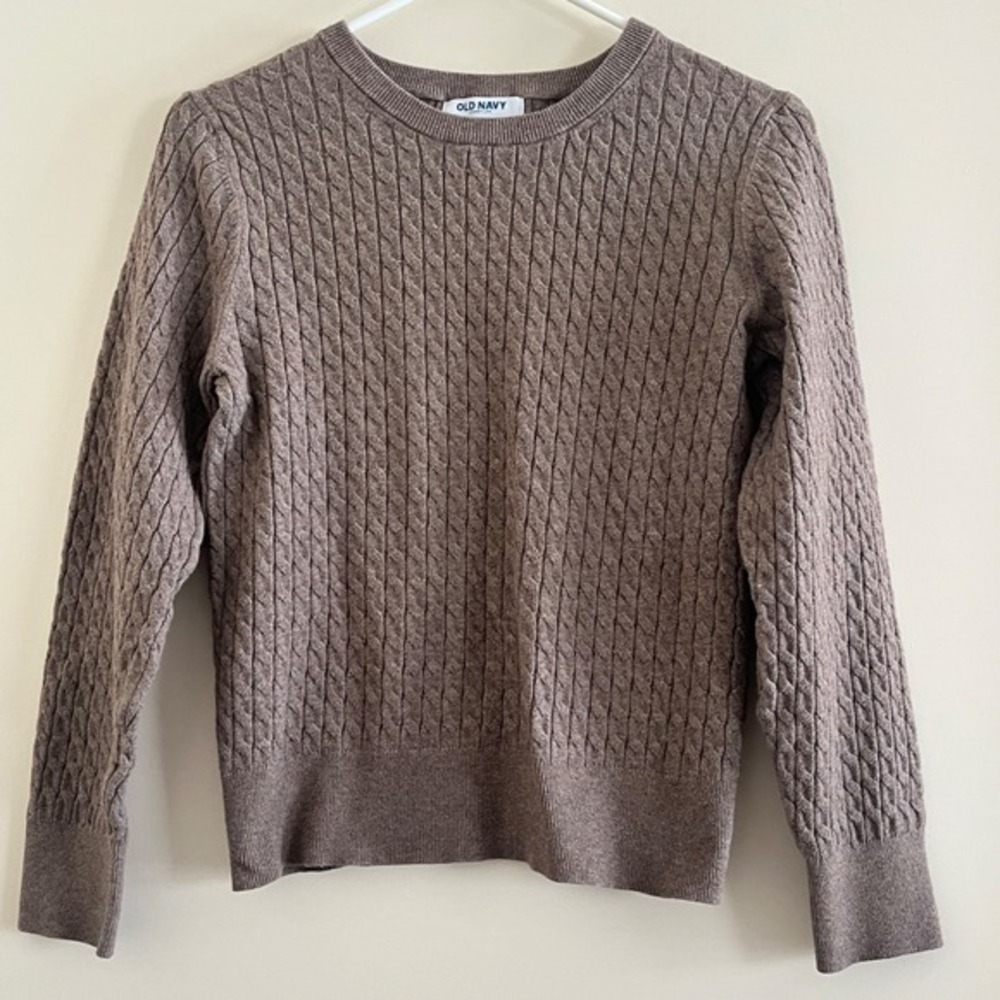 Old Navy Womens Cable Knit Sweater Medium Brown Fisherman Cozy Coastal Preppy‎